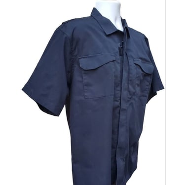Firefighter EMS Black L Tru-Spec Tactical Shirt Jacket VEL-CRO Zip Short Sleeve 