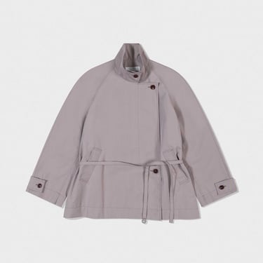 Light Purple Stand Collar Half Trench Coat