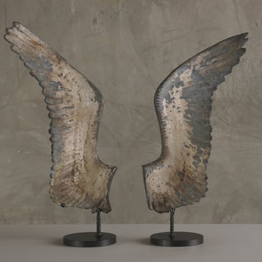 PAIR OF PAINTED CAST ZINC WINGS