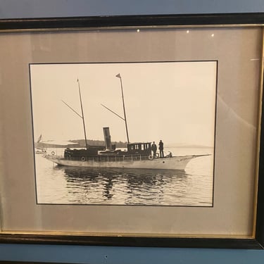 cj/ Black and White Photograph of a late 1800's Yacht
