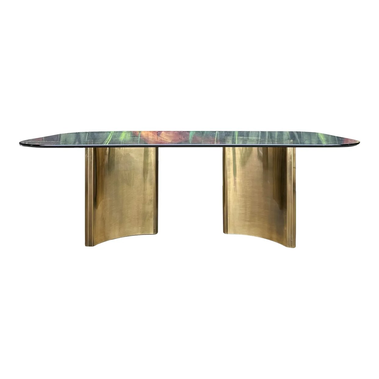 Mastercraft Double “Trilobi” Glass and Brass Pedestal Dining | Main ...