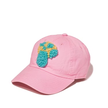Pink Tufted Mushroom Dad Hat, cap, teal, yin-yang, happy face, neon, gift, present 