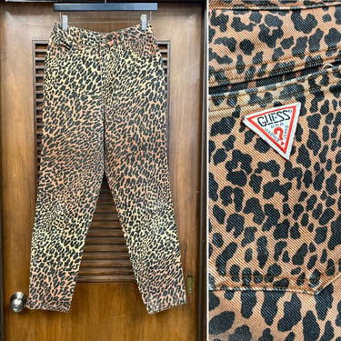 Vintage 1980’s “Guess” Brand Leopard Print New Wave Denim Jeans, 80’s Tapers Jeans, Vintage Clothing 
