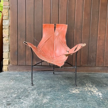 Vintage leather sling discount chair