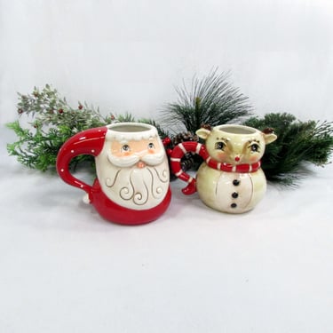 Johanna Parker Santa and Reindeer Mug Set - Hot Cocoa - Coffee Mugs 