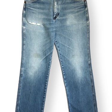 Vintage 80s Wrangler Made in USA Light Wash Distressed Denim Jeans Size W34 L32 
