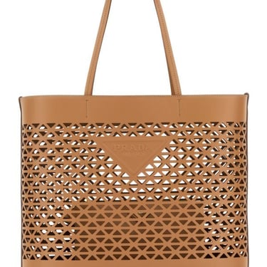 Prada Woman Sand Leather Shopping Bag