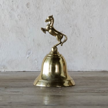 Vintage Brass Horse Bell, Brass Horse Figurine, Brass Bell 