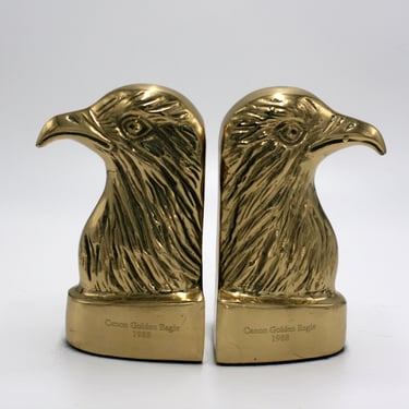 vintage Canon Golden Eagle brass bookends 1988 