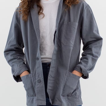 Vintage Grey Chore Coat | Unisex Cotton Utility Work Jacket | Made in Italy | M L | IT530 