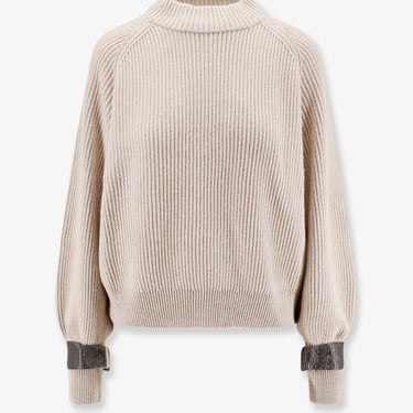 Brunello Cucinelli Women Cashmere Sweater With Removable Cuffs