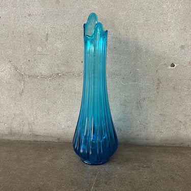 Mid Century Blue Glass vase by L.E. Smith