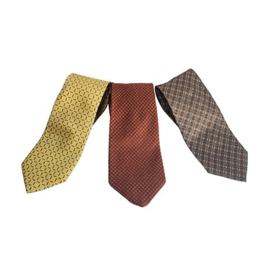 3 Genuine Lands End Ties Yellow Blue Red Gold Silver Burgundy 60