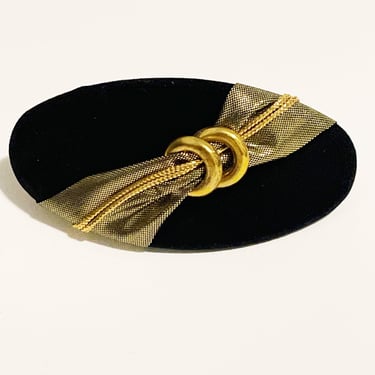 Vintage 1980s Hair Clip Black and Gold Oval Glam Hair Accessories Vtg Hair Clip  Retro Hair Accessories Ornate Hair Barrette Bow 