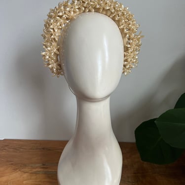 antique vintage 1920s 30s ivory wax flower crown headband tiara wedding 