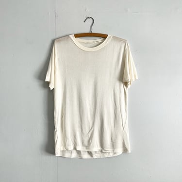 Vintage 80s 100% Silk Sheer Shirt Single Stitched Soft Flowy Summer Shirt Size L 