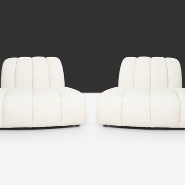 Pair of Berndhart Channeled &quot;Flair&quot; Lounge Chairs with upholstered matching Cube Table