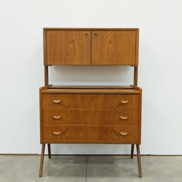 Vintage Danish Mid Century Modern Teak Secretary Desk / Vanity 