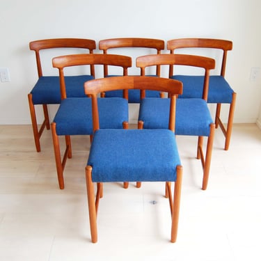 Set of 6 Scandinavian Mid Century Modern Westnofa Teak Dining Chairs Made in Norway 