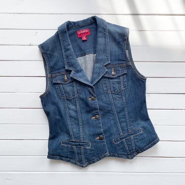 denim vest 90s y2k vintage Chaps fitted tailored jean waistcoat 