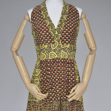 1960s Indian block print mini dress S/M 