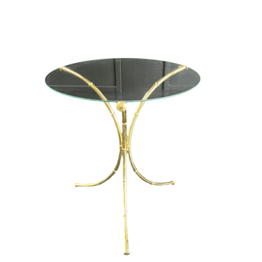 Small Brass and Glass Round Side Table