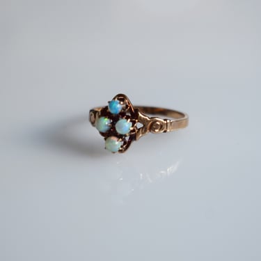 Vintage 10kt Gold and Opal Victorian Revival Ring | size 6 3/4 