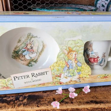 3-Pc Wedgwood Peter Rabbit Nursery Set~Peter Rabbit China Plate/Bowl/Cup~Baby gift 