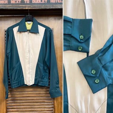 Vintage 1950’s Two-Tone Rayon Gabardine Rockabilly Ricky Jacket, 50’s Gab Jacket, Vintage Clothing 