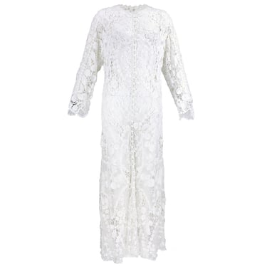 Vintage Edwardian White Irish Crochet Full Length Dress HINDMAN