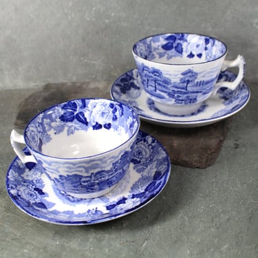 Woods Ware Enoch Wood's English Scenery 2 Cups and Saucers | Antique Tea Cups | English Porcelain | Bixley Shop 