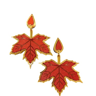 Sample Sale Rust Maple Leaf Statement Earrings