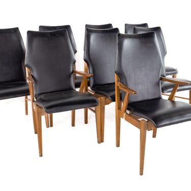 Lane 1st Edition Mid Century Walnut Dining Chairs - Set of 8 - mcm 