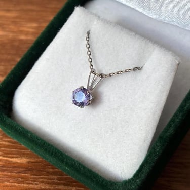 Vintage Mount St Helens Twilight Violet Purple Helenite Obsidian 5mm Round Cut Solitaire Pendant Necklace | Sterling Silver Gemstone Jewelry 