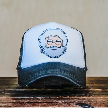 Ready to Ship | Trucker Hat | Hand Printed | Jerry | Black Hat 
