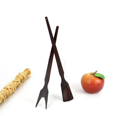 Salad cutlery 2 pieces danish dansk Scandinavian rosewood rosewood 50s 60s mid century salad fork salad spoon vintage design wood decoration 