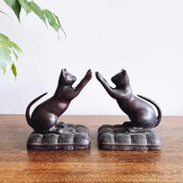 Vintage Cast Iron Cat Bookends 