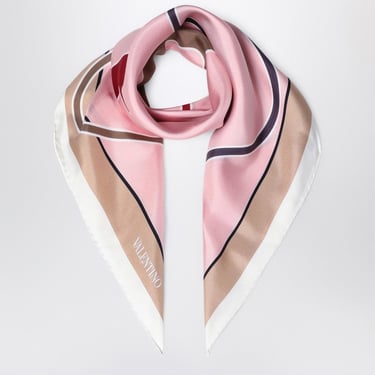 Valentino Garavani Pink Vlogo Print Silk Scarf Women