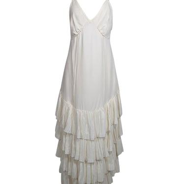 Khaite - Ivory Silk Ruffle Bottom Sleeveless Dress Sz 8