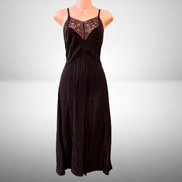 1930s black lace slip silk wounded bird boudoir nightgown small 