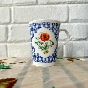 1990's Gingham Floral Mug (made in England) 