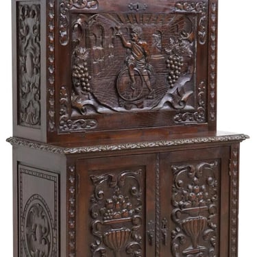 Antique Cabinet, Bacchus, Carved Bar, Spanish Renaissance Revival, Early 1900s!