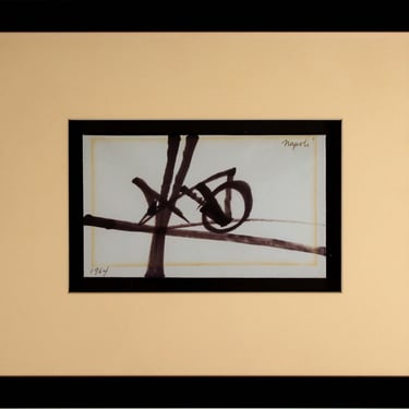 Giuseppe Napoli Abstract Midcentury Modern Signed 1964 Ink Drawing Framed 