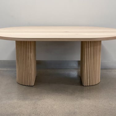 AURA- Solid Wood Oval Fluted Dining Table With Half Moon Legs (Made to Order) 