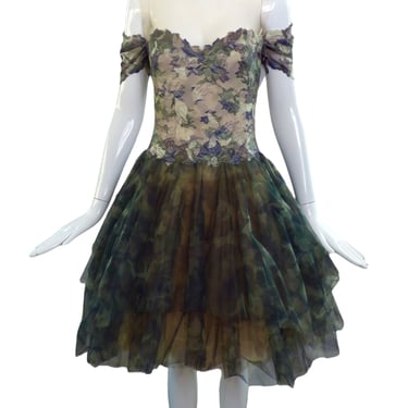 OLVI'S-Camo Tulle &amp; Lace Cocktail Dress, Size-2