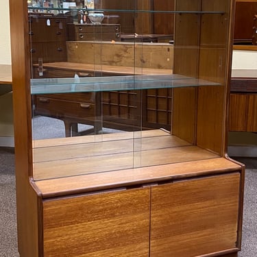 Item #DB52B Mid Century Modern Teak Glass Door Display Cabinet by Turnridge c.1960