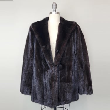 1960's Black Mink Jacket / Mink Jacket / Black Mink Jacket / Vintage Fur Coat / Size: Medium 