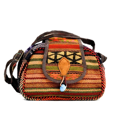 Deadstock VINTAGE: 1980's - Woven Kilim Turkish Bag - Turkish Messenger Bag Purse, Woven Tapestry Bag - Boho, Hipster - SKU 708-00028089 