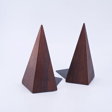 1960s Solid Rosewood Bookends Vintage Mid-Century 
