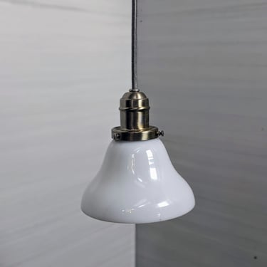 Brushed Nickel and Milk Glass Pendant Light